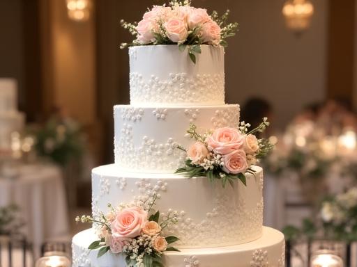 Multi-tiered elegant wedding cake